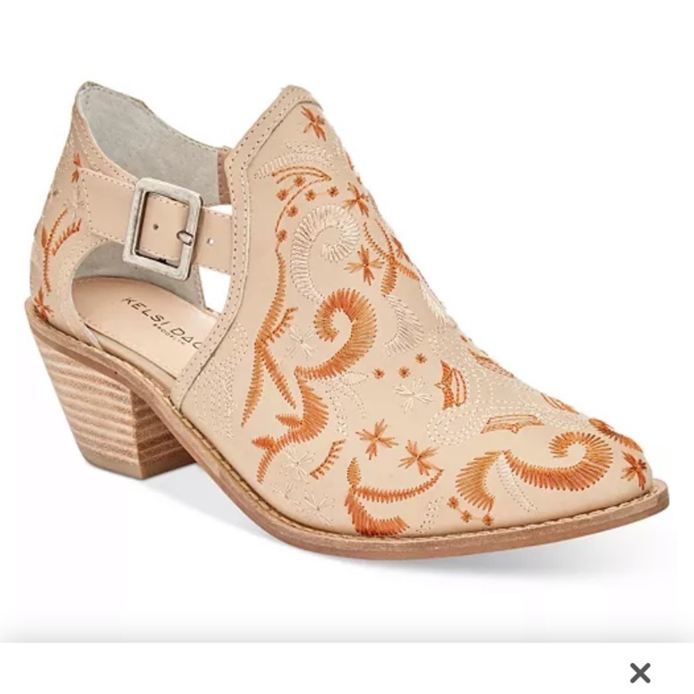 Kelsi Dagger Tan and Orange Ankle Booties